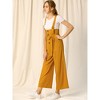 Allegra K Women's High Waist Wide Leg Belted Button Long Overalls Jumpsuit - 2 of 4