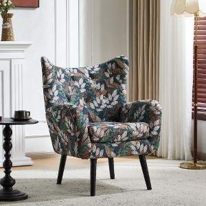 CAVINAS Modern Tufted Curved Wingback Chair, Velvet Armchair, Single Sofa Chair, Comfy Reading Chair for Bedroom, Living Room - 1 of 4