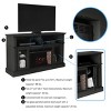 Hastings Home Electric Fireplace TV Stand With Shelves, Remote Control, Adjustable Heat and LED Flames - Woodgrain Black - 3 of 4