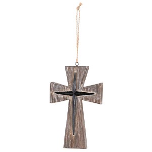 Dicksons Star Cross On Cross with Jute Rope, Brown 5.25 x 3.25 Inch Resin Wall Art Plaque - 1 of 2