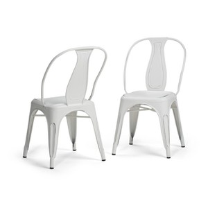 Gemma Metal Dining Arm Chair Set of 2 Distressed White - Wyndenhall
