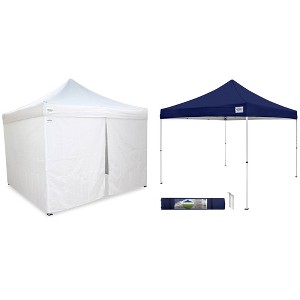 Caravan Canopy V-Series 10 x 10' 2 Straight Leg Sidewall Kit & M-Series Pro 2 10 x 10 Foot Shade Tent with Roller Bag for Recreational Use - 1 of 4