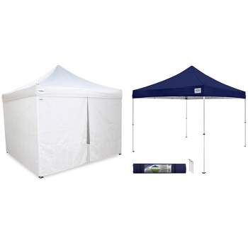 Caravan Canopy V-Series 10 x 10' 2 Straight Leg Sidewall Kit & M-Series Pro 2 10 x 10 Foot Shade Tent with Roller Bag for Recreational Use