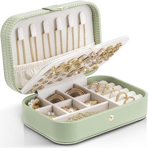 Travel Jewelry Case, PU Leather Small Mini Jewelry Box for Rings, Necklaces, Bracelet - 1 of 4