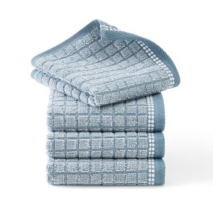 TOWN & COUNTRY EVERYDAY 4-Piece Textured Windowpane Washcloth Set - 1 of 4