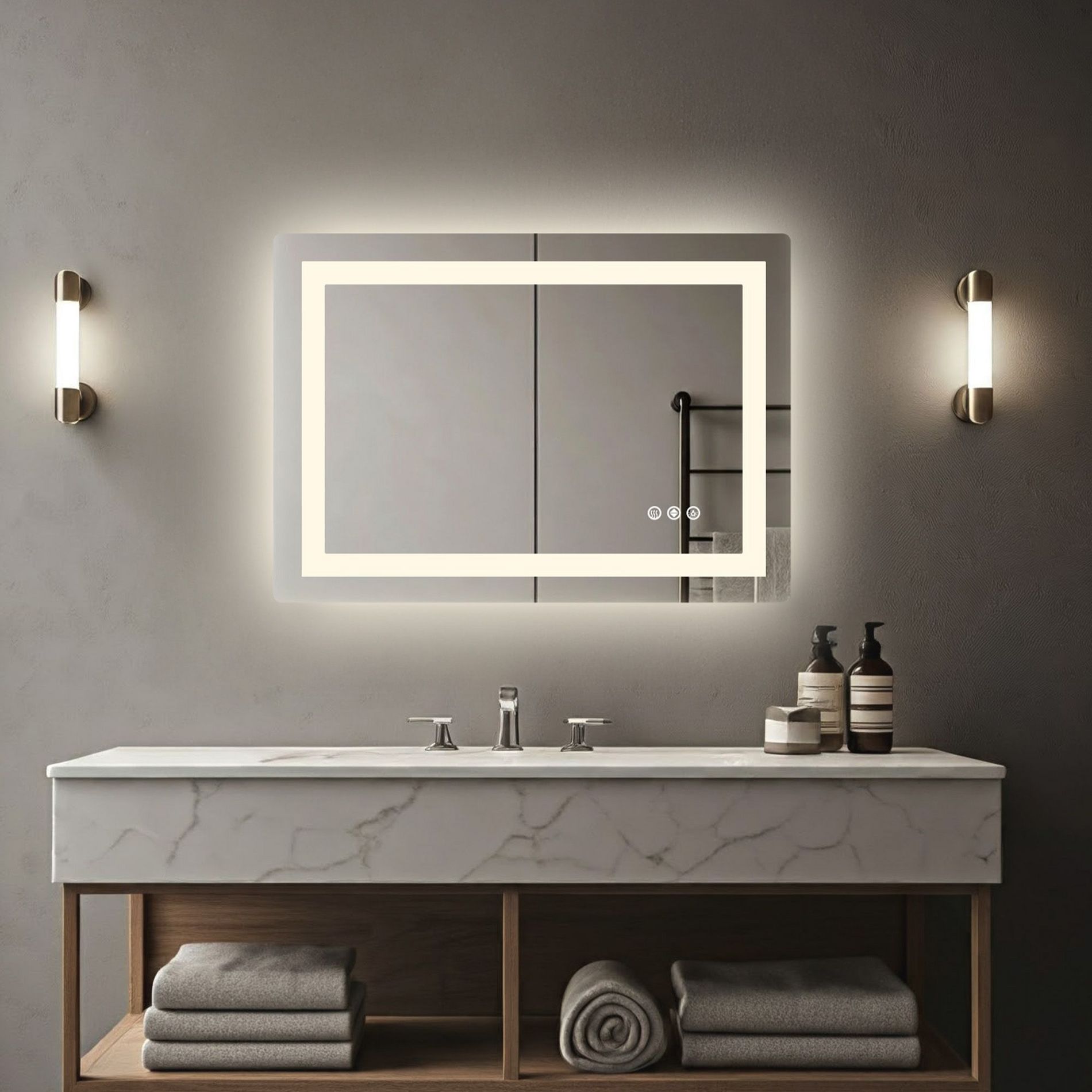 JIONJOY Enhanced Anti-fog LED Bathroom Mirror with Dual Light Sources & 3 mode Illumination- 20" x 28"