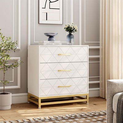Dresser for Bedroom with 3/4/6/8 Drawer, TV Stand Wood Dressers Chest of Drawers with Wide Drawers and Metal Handles