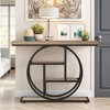 Lirago 41.3" Industrial Console Table 4 Tier Storage Shelf with Circle Base Rustic Brown Entryway Sofa Table for Living Room Hallway - 2 of 4