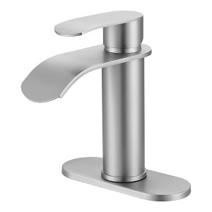 WOWOW Single Handle Waterfall Bathroom Faucet with Deckplate - 1 of 4