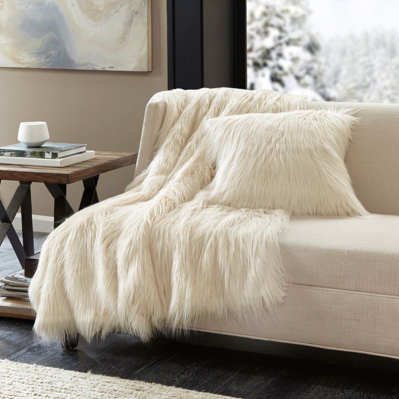20"x20" Adelaide Faux Fur Square Throw Pillow - Madison Park, 3 of 7