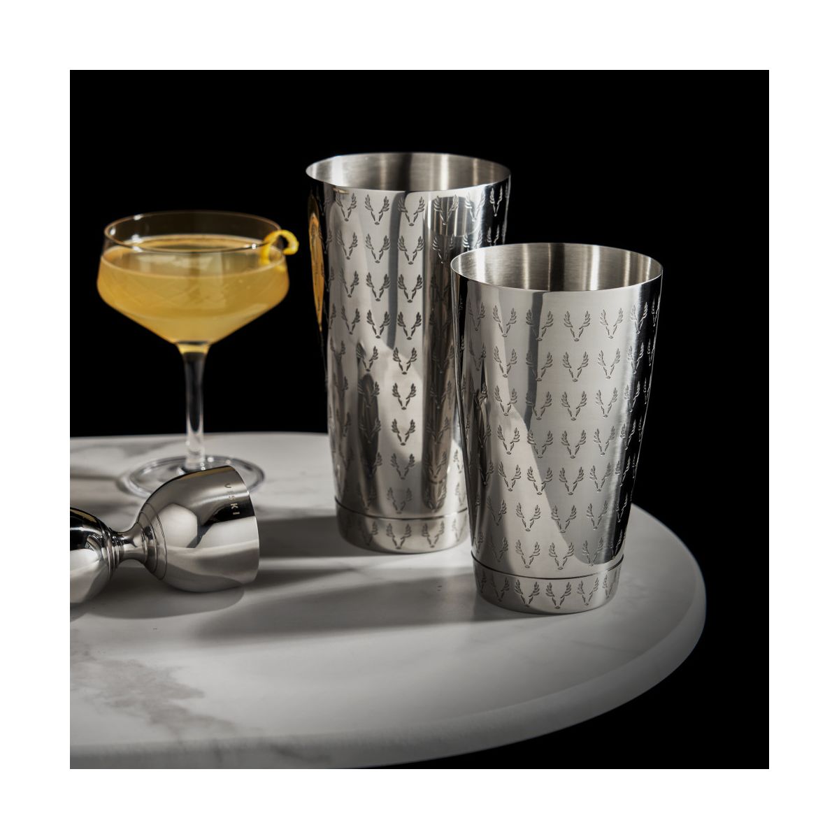 Viski Staghead Boston Shaker Tins, Stainless Steel Cocktail Shaker for Espresso Martini, Margarita, Wedding Gifts, Home Bar, 28 oz & 18 oz, Silver - thumbnail 4