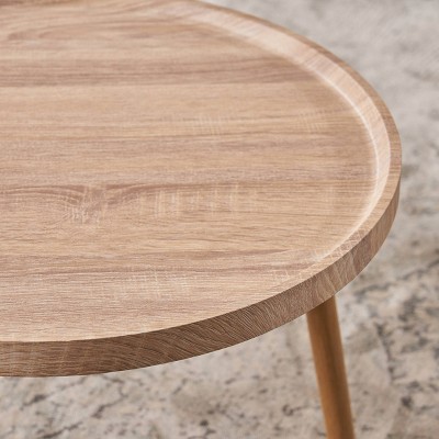 Gary Traditional Oak Finish Faux Wood Side Table