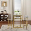 KTMBDW Bar Table and Chairs Set, 2-Layer Table & 2 Stools with Backrest, Metal High Top Table Breakfast Stools Set for Living Room, Kitchen - 3 of 4