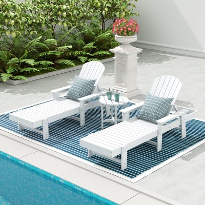 WestinTrends Dylan 3 Piece Adirondack Poly Reclining Chaise Lounge With Arms