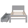 CAVINAS Twin Size Platform Bed,Modern Bed Frame for Bedroom,No Box Spring Needed,White/Gray/Walnut - 4 of 4