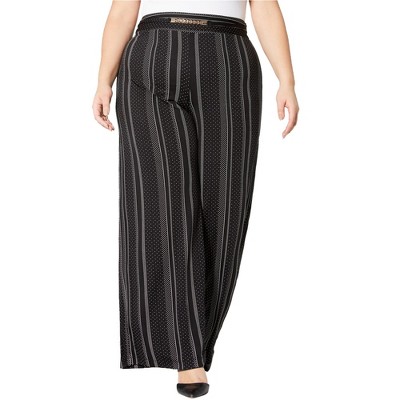 NY Collection Womens Printed Casual Wide Leg Pants