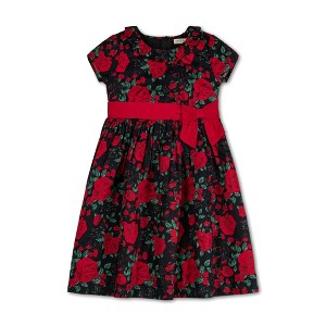 Hope & Henry Girls' Short Sleeve Ruffle Collar Party Dress with Bow, Infant - 1 of 4