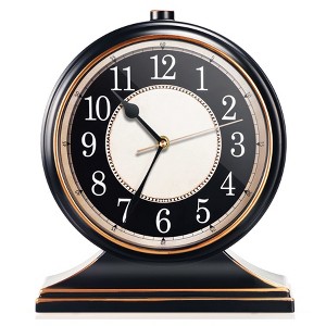 Aoibox Vintage Desk Clock with 10-Inch Dial, Silent Non-Ticking Retro Table Clock for Living Room, Bedroom, Shelf, Fireplace, Farmhouse Decor, Black - 1 of 4