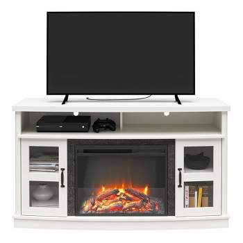 Knox Bay Fireplace Console with Glass Doors TV for TVs up to 60" - Room & Joy