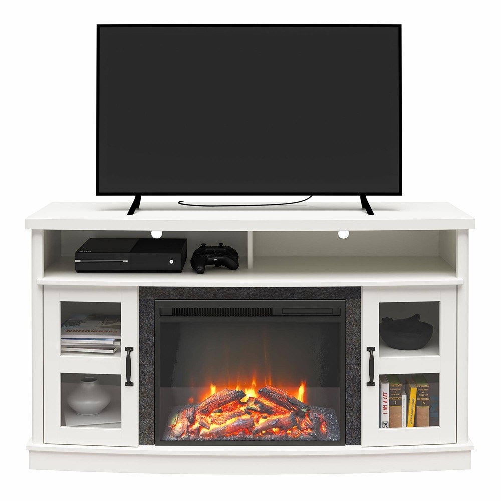 Photos - Mount/Stand Knox Bay Fireplace Console with Glass Doors TV for TVs up to 60" White - R