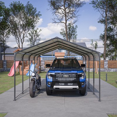 Outdoor CarPort, Car Shelter for All Weather, Garage with Galvanized Steel Frame and Roof, Heavy Duty Shelter for Cars-Coolbibila
