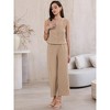 INSPIRE CHIC Women's Button Vest High Waist Pockets Textured Dressy Lounge Pants 2 Piece Suit Set - 4 of 4