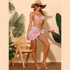 INSPIRE CHIC Women's Dye Halter Tie Triangle Swimsuits Sarong Cover Ups Beach Skirt Bikini 1 Set - 4 of 4
