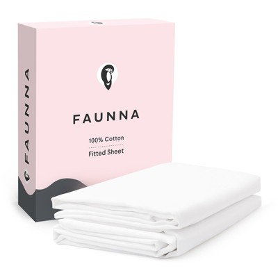 Faunna 100% 800TC Cotton Fitted Sheet, Full Size, Deep Pocket (Fits 17" Mattress), Soft, Breathable, White, 1 Piece
