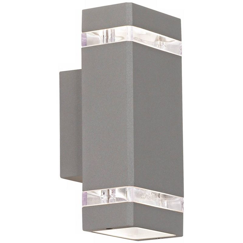 Possini Euro Design Modern Outdoor Wall Light Fixture Matte Silver Up Down 10 1/2" for Post Exterior Barn Deck House Porch Yard Patio Home Outside, 5 of 10