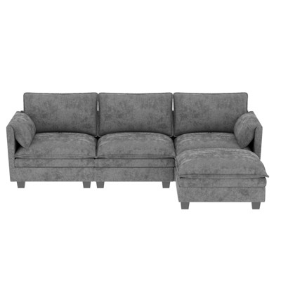 Christopher Knight Home 107.8" L-Shaped 3 Seater Sofa with Ottoman