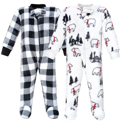 Image of Hudson Baby Infant Boy Plush Sleep and Play, Winter Bear, 0-3 Months