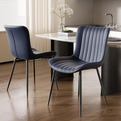 UNISOAR Dining Chairs Set of 2/4, Modern Armless Side Chairs Faux Leather Cushion Seat  for Home, Kitchen, Living Room, Bedroom, Restaurant
