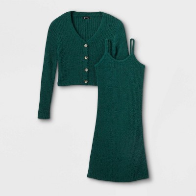 girls green sweater dress