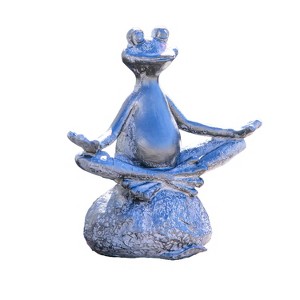 Evergreen New Creative Sitting Yoga Frog Polystone Outdoor Statue - 6.75"W x 3.25"D x 7"H - 1 of 2