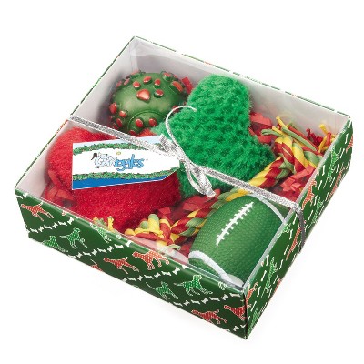 Grriggles Holiday Hound Dog Toys 4-Piece Gift Sets, Green