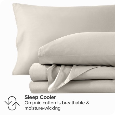 Twin French Beige Organic Cotton Sateen Sheet Set