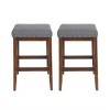 Bar Stools Set Of 2, Modern Accent Nailhead Trim Upholstered Bar Stools With Fabric Saddle Seat, Counter Height Bar Stools - 3 of 4