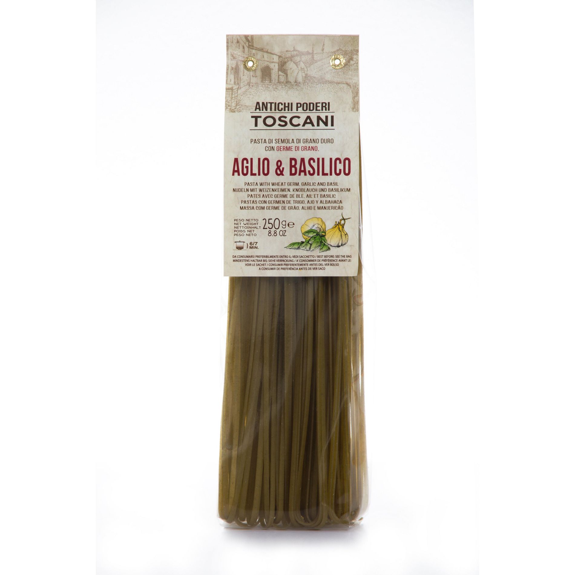 Antichi Poderi Toscani Garlic and Basil Linguine Pasta 8.8oz/250g Pack of 3