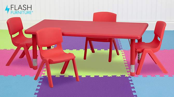 Flash Furniture 24"W x 48"L Rectangular Plastic Height Adjustable Activity Table Set with 4 Chairs, 2 of 6, play video