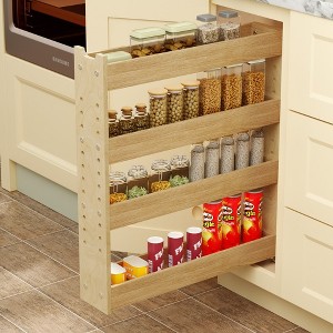 Adjustable Pull Out Cabinet Organizer 7½” W x 24½”H 4-Tier Narrow Cabinet Drawers Slide Out with Soft Close Wood Spice Rack for Narrow Cabinet - 1 of 2