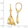 Black Bow Jewelry Polished 3D Sailboat Lever Back Earrings in 14k Yellow Gold - 4 of 4