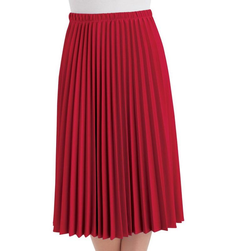 Collections Etc Classic Pleated Mid-Length Jersey Knit Midi Skirt with Comfortable Elastic Waistband, 3 of 4