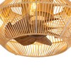 Airsurfer 19" Gold Flush Mount Cage Ceiling Fan with LED Light,Wood-Brown Blades, 7-Blade, Remote Included - 3 of 4