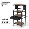 Karl Home 4-Tier 1-Drawer Printer Stand with Wheels and Plug Board P2 Particleboard Weathered Wood Emboss 20.9x15.7x45.3 Inches - 3 of 4