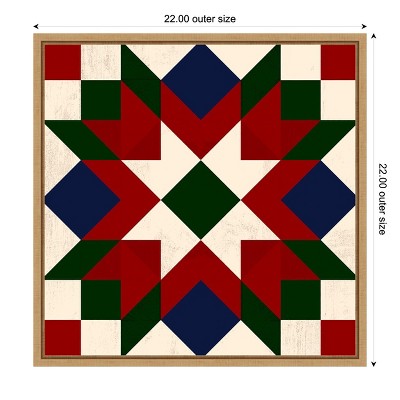 Christmas Barn Quilt IV Red Green Blue Canvas Art Print