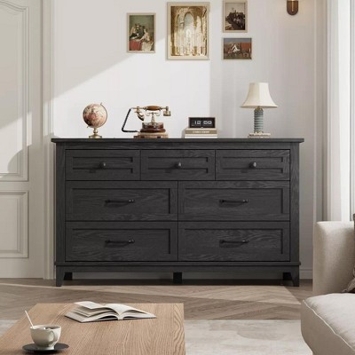 Homhougo 7 Drawer Dressers for Bedroom, Wood Dresser for Closet, 54" Wide Chest Dresser, Modern Chest of Drawers for Living Room Hallway