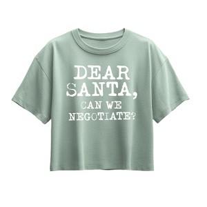 Girls' - Instant Message - Dear Santa Can We Negotiate Short Sleeve Boxy Graphic T-Shirt - 1 of 2