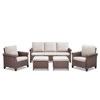 Buenhomino 5-Piece Outdoor Sofa Set with Chairs & Ottomans, PE Wicker Patio Furniture with Cushions & Powder-Coated Frame - 2 of 4