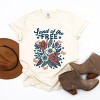 Simply Sage Market Distressed Land Of The Free Flowers Garment Dyed Tee - 3 of 4