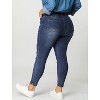 Women's Plus Size Mid Rise Stretch Washed Skinny Pocket Casual Denim Jeans - Agnes Orinda - 2 of 4